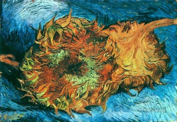 Still Life with Two Sunflowers Vincent van Gogh Oil Paintings